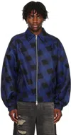 Ader Error Blue & Black Check Jacket In Blue