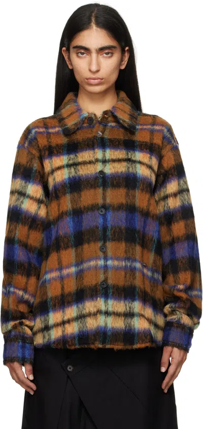 Ader Error Check-pattern Shirt In Brown