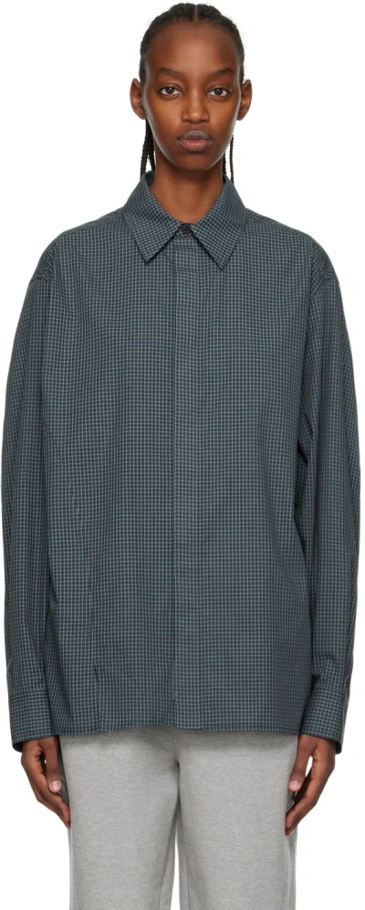 Ader Error Blue Astic Shirt In Check