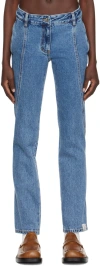 Ader Error Blue Curved Seam Jeans In Blue
