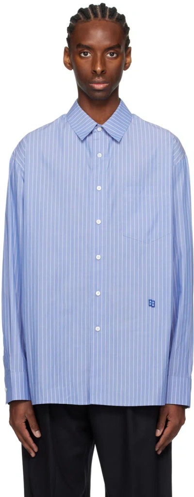 Ader Error Blue Droptail Shirt In Stripe