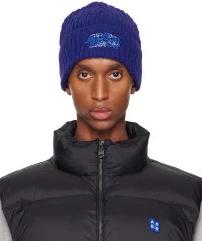 Ader Error Blue Edca Logo Beanie In Z-blue