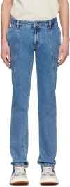 Ader Error Blue Paneled Jeans In Blue