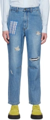 Ader Error Blue Patch Jeans In Blue