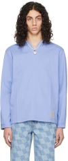 Ader Error Blue Patch Long Sleeve T-shirt In Light Blue