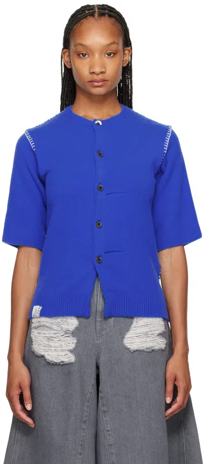 Ader Error Blue Pleated Cardigan