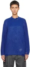 Ader Error Distressed Brushed Jumper In Blue