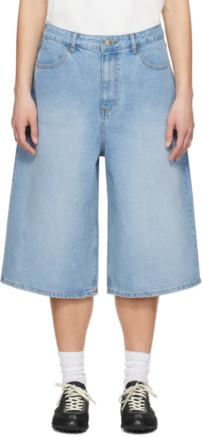 Ader Error Blue Sig; Trs Tag 01 Denim Shorts In Sky Blue