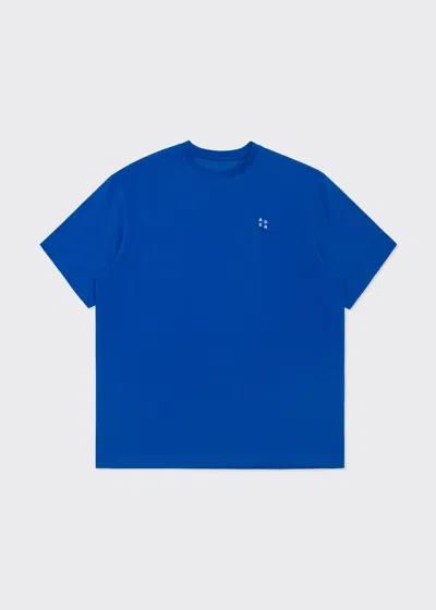 Ader Error Logo吊牌平纹针织t恤 In Z-blue