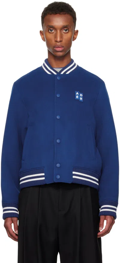 Ader Error Blue Trs Tag 01 Varsity Bomber Jacket In Z-blue
