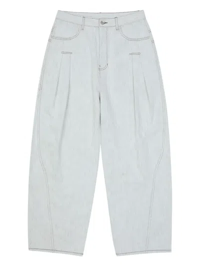 Ader Error Box-pleat Detail Jeans In White