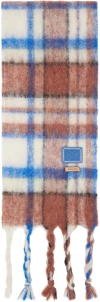 Ader Error Brown & Blue Cland Plaid Muffler Scarf In Ivory