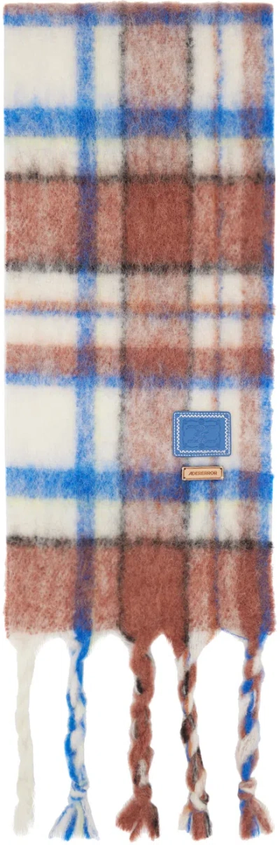 Ader Error Brown & Blue Cland Plaid Muffler Scarf In Ivory