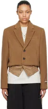 Ader Error Brown Paneled Blazer In Brown