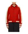 Ader Error Stripe-detail Button-up Bomber Jacket In Red