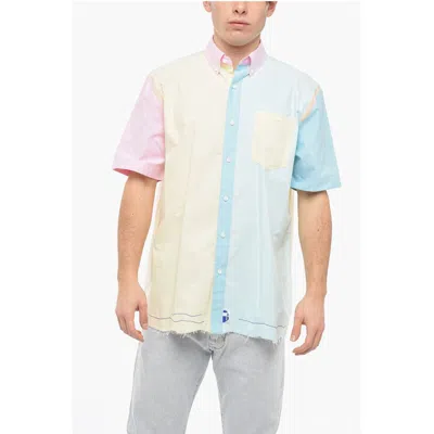 Ader Error Button-down Cotton Shirt With Color Block Motif