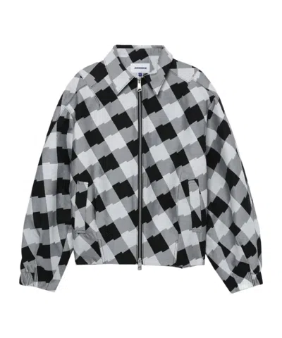 Ader Error Check Zipper Casual Jacket In Gray