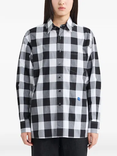 Ader Error Checkered Chest-pocket Shirt In White