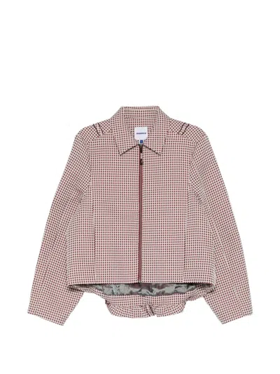 Ader Error Check-pattern Zip-up Jacket In Pink