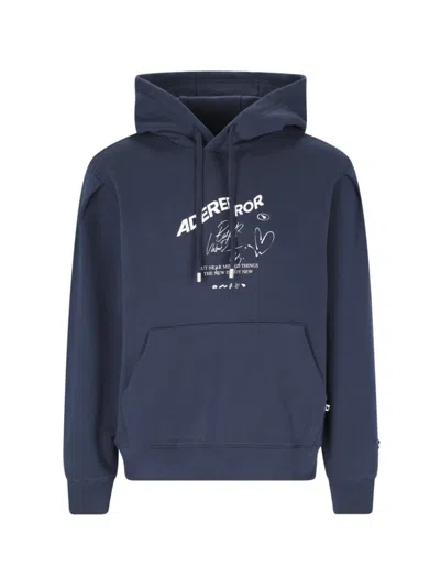 Ader Error Cotton Blue Hoodie In White