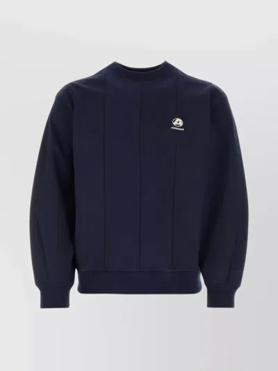 Ader Error Crew Neck Cotton Blend Sweatshirt In Blue