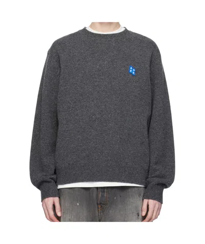 Ader Error Crew Neck Long Sleeve Sweater In Charcoal