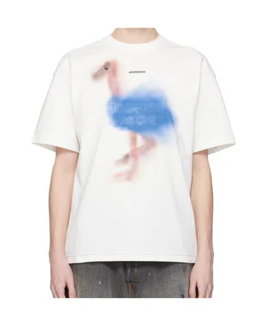 Ader Error Crew Neck Long Sleeve T-shirt In Off White