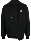 Ader Error Curved-zip Long-sleeve Hoodie In Black