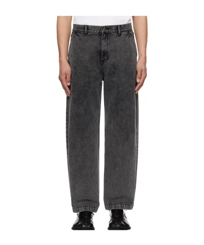 Ader Error Denim Trousers With Belt Loops In Noir