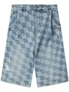 Ader Error Distressed Checkerboard-print Shorts In Blue
