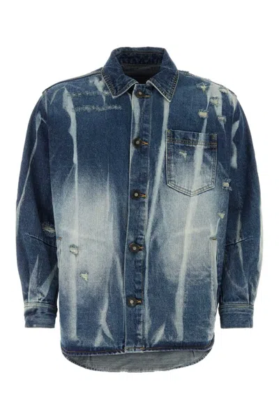 ADER ERROR ADER ERROR DISTRESSED CURVED HEM DENIM JACKET