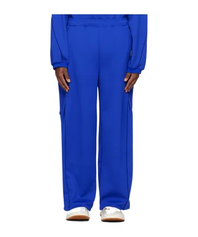 Ader Error Drawcord Logo Casual Pants In Blue