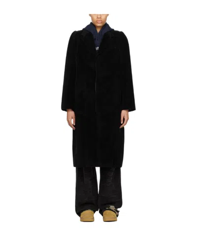 Ader Error Flat Lapel Collar Button Coat In Black