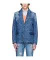 Ader Error Flat Lapel Collar Button Denim Coat In Blue
