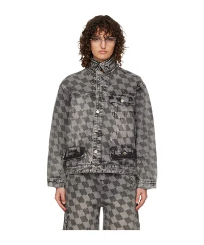 Ader Error Flip Pocket Button Denim Coat In Black