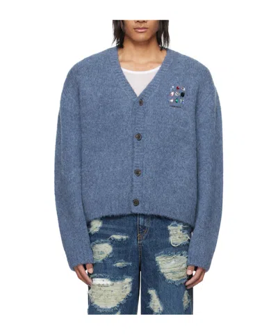 Ader Error Gemma Logo Cardigan In Blue