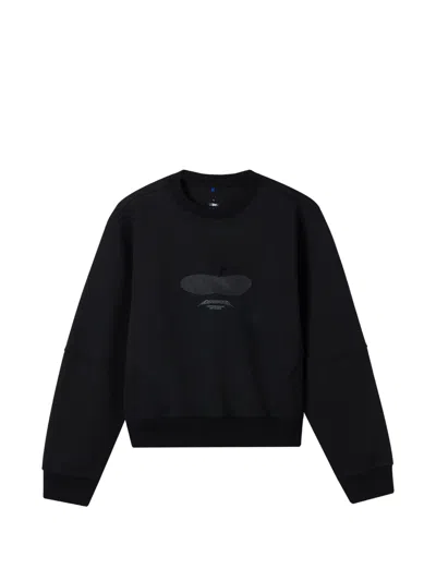 Ader Error Graphic Crew-neck Sweatshirt In Black