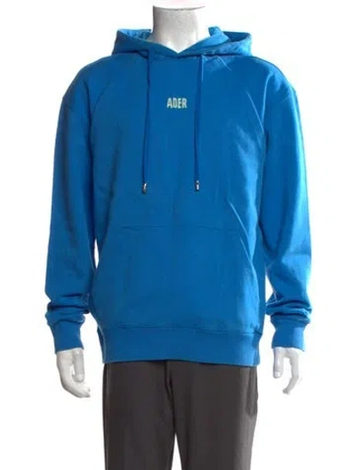 Pre-owned Ader Error Graphic Print Crew Neck Hoodie In Blue