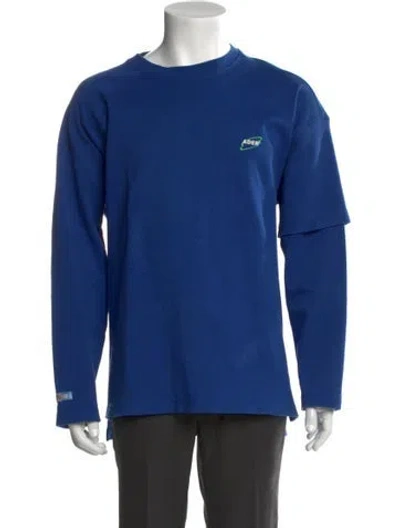 Pre-owned Ader Error Graphic Print Crew Neck Sweatshirt In Blue