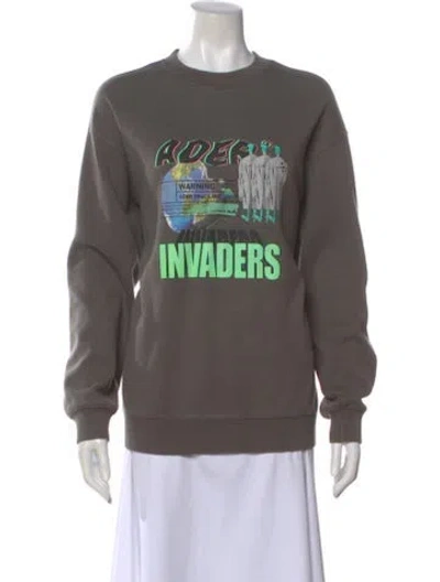 Pre-owned Ader Error Graphic Print Crew Neck Sweatshirt In Gray