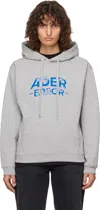 Ader Error Gray Distressed Logo Hoodie In Grey
