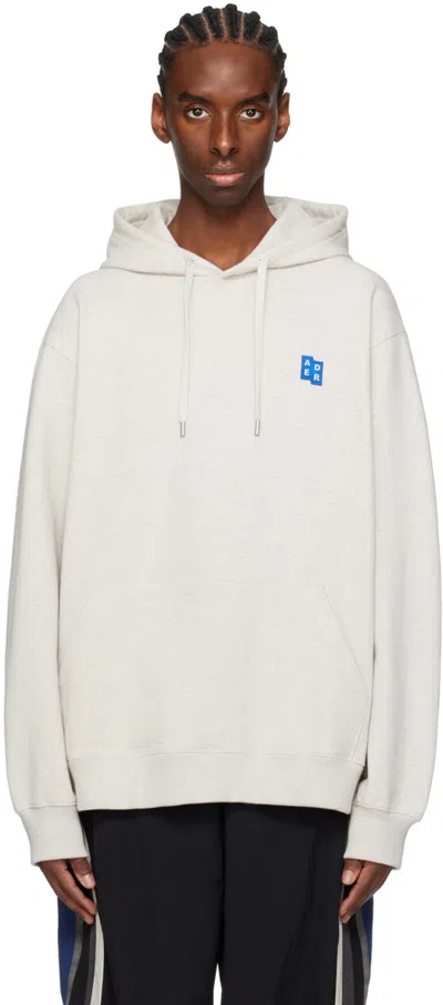 Ader Error Gray Drawstring Hoodie In Oatmeal