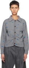 Ader Error Gray Fien Cardigan In Grey