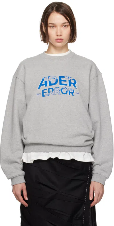 Ader Error Gray Graphic Crewneck Sweatshirt In Grey