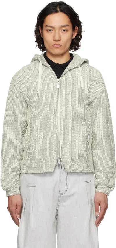 Ader Error Gray Lunel Product. 30 Zip-up Hoodie In Off White