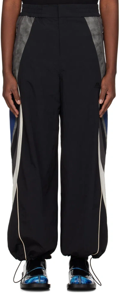 Ader Error Gray Paneled Track Pants In Noir