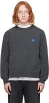 Ader Error Crew Neck Long Sleeve Sweater In Charcoal