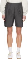 Ader Error Gray Pleated Shorts In Dark Grey