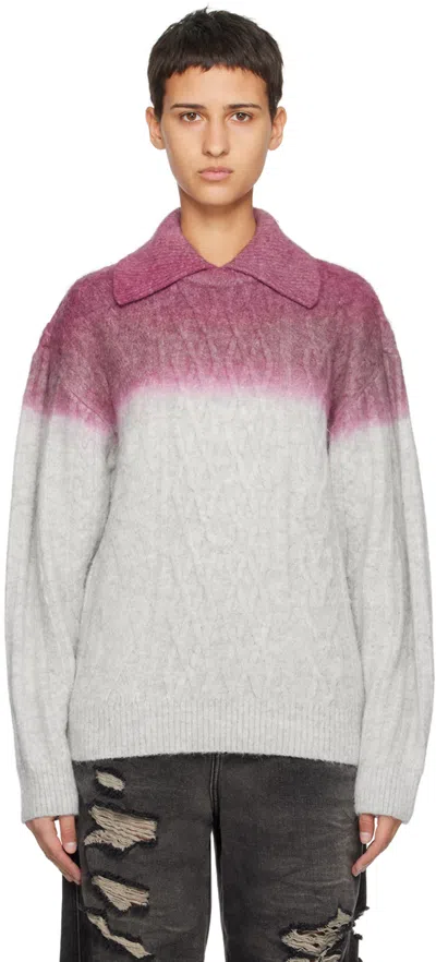 Ader Error Gray Rowy Sweater In Grey