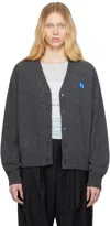 Ader Error Trs Tag V-neck Cardigan In Charcoal